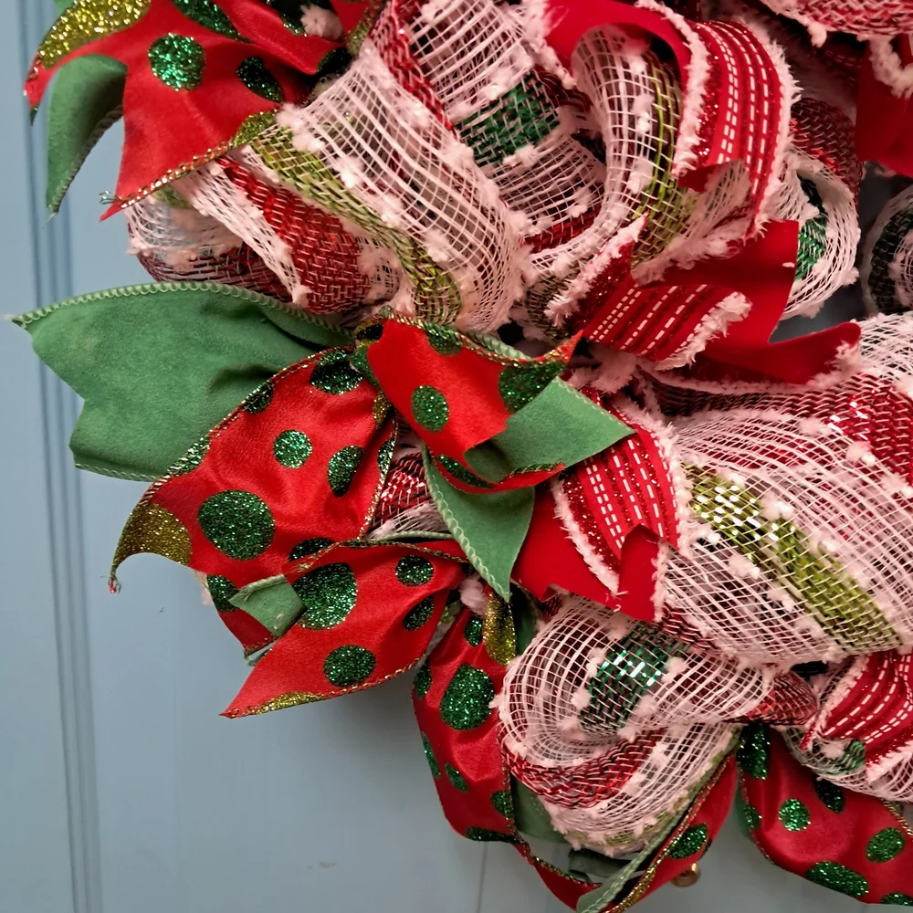 Christmas Festive Red and Green Holiday Wreath